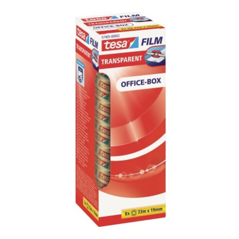 tesafilm® transparent, 8 Rollen 33 m : 19 mm, Office Box