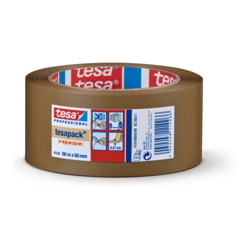 tesapack® 4124 Verpackungsklebeband PVC 66 m × 50 mm chamois