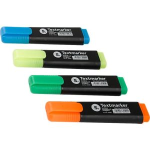 Textmarker S., mit Keilspitze, lichtbeständig, schnell trocknend, farbsortiert, 4 Stück Textmarker S., mit Keilspitze, lichtbeständig, schnell trocknend, farbsortiert, 4 Stück