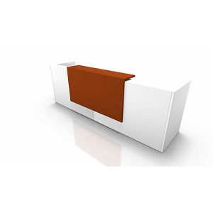 Theke Spezia, gerade, B 3260 x T 880 x H 1130 mm, weiß/orange Theke Spezia, gerade, B 3260 x T 880 x H 1130 mm, weiß/orange