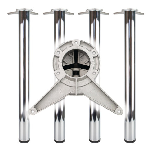 Tischbein-Set CR pol.60mm H.710mm i6-KT.Befestigung BMB