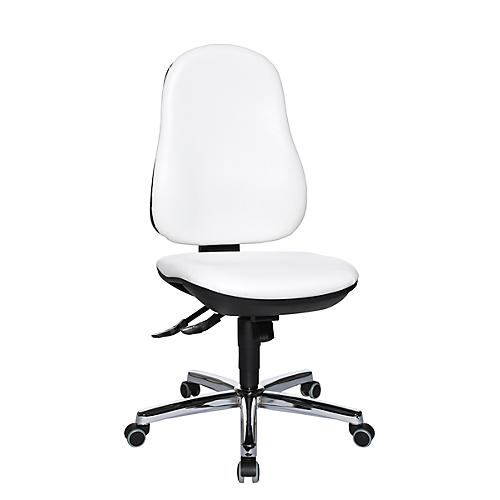 Topstar Bürostuhl SUPPORT SY, ohne Armlehnen, Synchronmechanik, Bandscheibensitz, Kunstleder desinfektionsmittelbeständig, weiß/chromsilbern