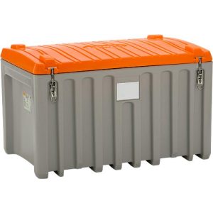 Transport- und Pritschenbox CEMO CEMbox 400, Polyethylen, 400 l, L 1200 x B 790 x H 750 mm, stapelbar, grau/orange Transport- und Pritschenbox CEMO CEMbox 400, Polyethylen, 400 l, L 1200 x B 790 x H 750 mm, stapelbar, grau/orange