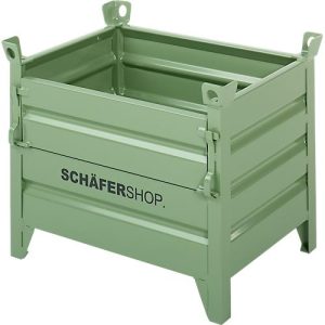 Transport- und Stapelbehälter Schäfer Shop Select, mit Klappe, B 1250 x T 850 x H 670 mm, resedagrün RAL 6011, bis 1500 kg Transport- und Stapelbehälter Schäfer Shop Select, mit Klappe, B 1250 x T 850 x H 670 mm, resedagrün RAL 6011, bis 1500 kg