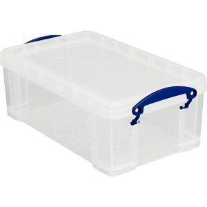 Transportbox Really Useful Box, Volumen 9 l, L 395 x B 255 x H 155 mm, stapelbar, mit Deckel & Klappgriffen, Recycling-PP, transparent Transportbox Really Useful Box, Volumen 9 l, L 395 x B 255 x H 155 mm, stapelbar, mit Deckel & Klappgriffen, Recycling-PP, transparent
