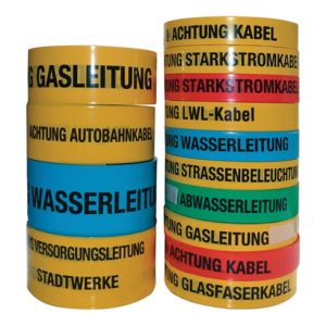 Trassenwarnband Aufdruck Achtung Hochspannungskabel B.40mm L.250m gelb