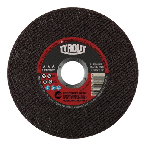 Trennscheibe Premium D125x1mm ger.INOX Bohr.22,23mm TYROLIT