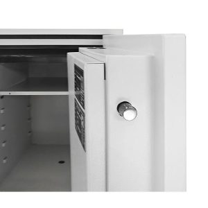Tresor FRS 75, Feuerwiderstand LFS 60P nach EN 15659, Sicherheitsstufe S 2, Elektronikschloss, 1 Fachboden & 1 ausziehbare Schublade, B 485 x T 450 x H 792 mm, lichtgrau RAL 7035 Tresor FRS 75, Feuerwiderstand LFS 60P nach EN 15659, Sicherheitsstufe S 2, Elektronikschloss, 1 Fachboden & 1 ausziehbare Schublade, B 485 x T 450 x H 792 mm, lichtgrau RAL 7035