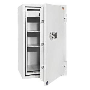 Tresor FRS 93, Feuerwiderstand LFS 60P nach EN 15659, Sicherheitsstufe S 2, Elektronikschloss, 2 Fachböden & 1 ausziehbare Schublade, B 565 x T 450 x H 972 mm, lichtgrau RAL 7035 Tresor FRS 93, Feuerwiderstand LFS 60P nach EN 15659, Sicherheitsstufe S 2, Elektronikschloss, 2 Fachböden & 1 ausziehbare Schublade, B 565 x T 450 x H 972 mm, lichtgrau RAL 7035