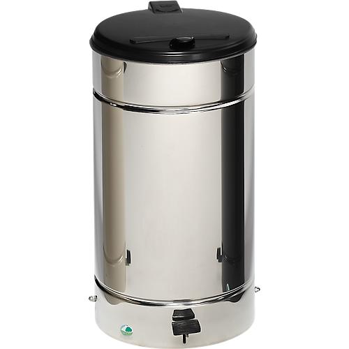 Tret Mülleimer Euro Pedal, für den Innenbereich, Volumen 60 l, mit Griff & Deckel, Ø 350 x H 700 mm, Edelstahl & Kunststoff, edelstahlfarben