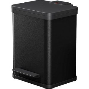 Tretmülleimer Hailo Öko Duo Plus M, 2 x 9 l, rechteckig, Stahlblech, schwarz Tretmülleimer Hailo Öko Duo Plus M, 2 x 9 l, rechteckig, Stahlblech, schwarz