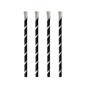 Trinkhalme Papstar Stripes, mit Löffel, Einweg, L 200 x Ø 8 mm, aus FSC®-zertifiziertem Papier, schwarz-weiß, 100 Stück Trinkhalme Papstar Stripes, mit Löffel, Einweg, L 200 x Ø 8 mm, aus FSC®-zertifiziertem Papier, schwarz-weiß, 100 Stück