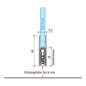 Türdichtung KG-F8 schmal 1-s.L.834mm Alu.silberf.GLT PLANET Türdichtung KG-F8 schmal 1-s.L.834mm Alu.silberf.GLT PLANET