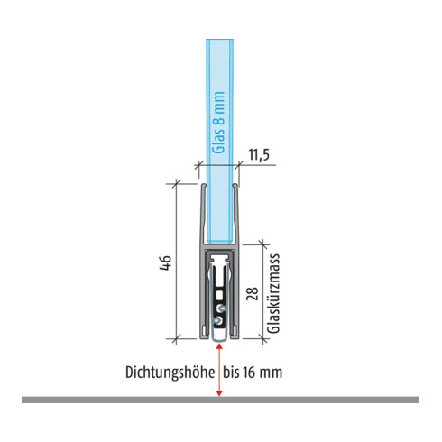 Türdichtung KG-F8 schmal 1-s.L.834mm Alu.silberf.GLT PLANET