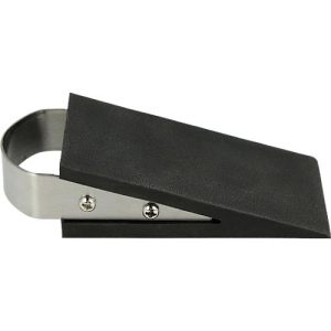 Türstopper, Keilform, rutschfest, mit Handgriff, L 120 x B 50 x H 30 mm, Edelstahl & Kunststoff, schwarz-silber Türstopper, Keilform, rutschfest, mit Handgriff, L 120 x B 50 x H 30 mm, Edelstahl & Kunststoff, schwarz-silber