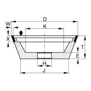TYROLIT Diamant-Topf-Schleifscheibe DxTxH (mm), 100x35x20, Typ: D64, 597540 D64 TYROLIT Diamant-Topf-Schleifscheibe DxTxH (mm), 100x35x20, Typ: D64, 597540 D64