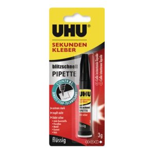 UHU Sekundenkleber 3g f.Gummi/Ku. f.Stahl/Eisen/Alu. UHU Sekundenkleber 3g f.Gummi/Ku. f.Stahl/Eisen/Alu.