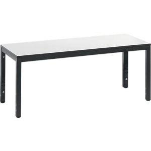 Umkleidebank Basic Plus, für Feuchträume, ohne Rückenlehne, 4-Fußgestell schwarzgrau RAL 7021, ohne Schuhrost, B 1000 mm, Dekor weiß Umkleidebank Basic Plus, für Feuchträume, ohne Rückenlehne, 4-Fußgestell schwarzgrau RAL 7021, ohne Schuhrost, B 1000 mm, Dekor weiß