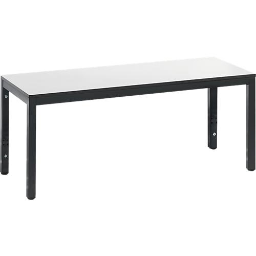 Umkleidebank Basic Plus, für Feuchträume, ohne Rückenlehne, 4-Fußgestell schwarzgrau RAL 7021, ohne Schuhrost, B 1000 mm, Dekor weiß