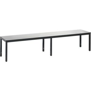 Umkleidebank Basic Plus, für Feuchträume, ohne Rückenlehne, 6-Fußgestell schwarzgrau RAL 7021, ohne Schuhrost, B 1960 mm, Dekor silbergrau Umkleidebank Basic Plus, für Feuchträume, ohne Rückenlehne, 6-Fußgestell schwarzgrau RAL 7021, ohne Schuhrost, B 1960 mm, Dekor silbergrau