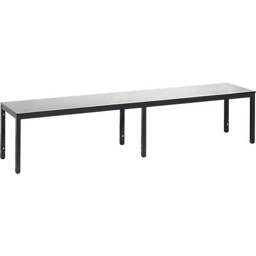 Umkleidebank Basic Plus, für Feuchträume, ohne Rückenlehne, 6-Fußgestell schwarzgrau RAL 7021, ohne Schuhrost, B 1960 mm, Dekor silbergrau