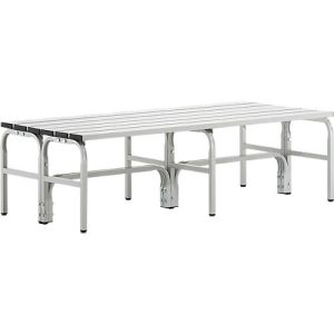 Umkleidebank, Stahlrohr/Alu, doppelt, 1500 mm breit, lichtgrau Umkleidebank, Stahlrohr/Alu, doppelt, 1500 mm breit, lichtgrau