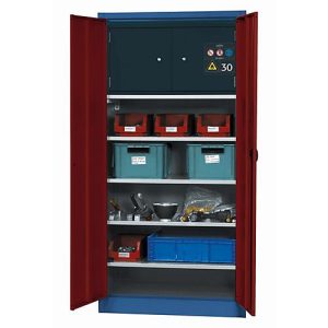 Umweltschrank asecos E-CLASSIC-MF, Flügeltüren, Front Purpurrot, B 950 x T 500 x H 1950 mm Umweltschrank asecos E-CLASSIC-MF, Flügeltüren, Front Purpurrot, B 950 x T 500 x H 1950 mm