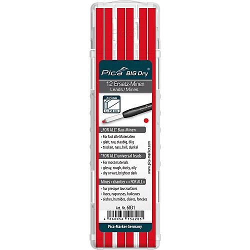Universal Ersatzminen Pica BIG Dry FOR ALL, 5 mm, wasserlöslich, mit Etui, rot, 12 Stück