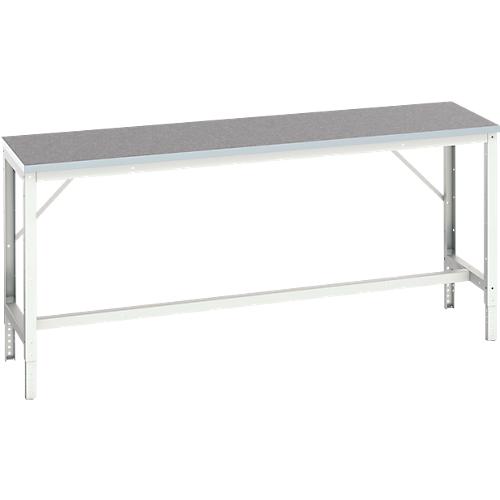 Unterbauwerkbank Bott verso, Linoleum-Platte, 2 Schubladen, 1 Tür, 1 Ablageboden, B 2000 x T 600 x H 930 mm, Lichtgrau / Enzianblau