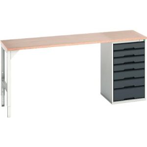 Unterbauwerkbank Bott verso, Multiplex-Platte, 7 Schubladen, B 2000 x T 600 x H 930 mm, Lichtgrau / Anthrazitgrau Unterbauwerkbank Bott verso, Multiplex-Platte, 7 Schubladen, B 2000 x T 600 x H 930 mm, Lichtgrau / Anthrazitgrau