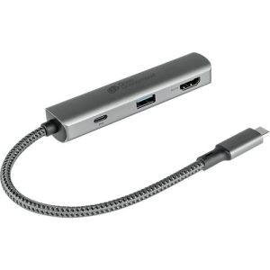 USB-C Hub Good Connections, 3er-Port mit 1 x HDMI, 1 x USB-C, 1 x USB 3.0 A, anthrazit USB-C Hub Good Connections, 3er-Port mit 1 x HDMI, 1 x USB-C, 1 x USB 3.0 A, anthrazit