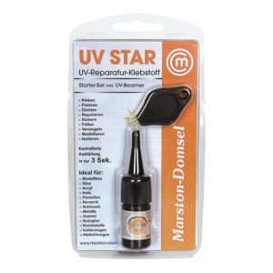 UV-Reparatur-Klebstoff MD UV-Star 3g Kleber /1 UV-Leuchte transp.Set MARSTON UV-Reparatur-Klebstoff MD UV-Star 3g Kleber /1 UV-Leuchte transp.Set MARSTON