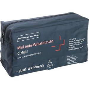 Verbandtasche Holthaus Medical Mini COMBI, für das Auto, Inhalt nach DIN 13 164, inkl. Warndreieck, B 220 x T 80 x H 120 mm, Nylon, blau Verbandtasche Holthaus Medical Mini COMBI, für das Auto, Inhalt nach DIN 13 164, inkl. Warndreieck, B 220 x T 80 x H 120 mm, Nylon, blau