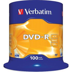 Verbatim® DVD-R, bis 16fach, 4,7 GB/120 min, 100er-Spindel Verbatim® DVD-R, bis 16fach, 4,7 GB/120 min, 100er-Spindel