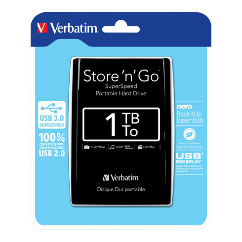 Verbatim Festplatte 1TB USB3.0 Extern,6,35cm(2,5Z) 53023