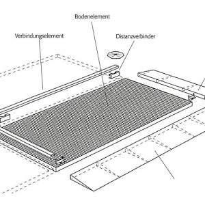 Verbindungselement für asecos Bodenelemente mit B 1400 x H 78 mm, Stahl verzinkt, B 1320 x T 45 mm Verbindungselement für asecos Bodenelemente mit B 1400 x H 78 mm, Stahl verzinkt, B 1320 x T 45 mm