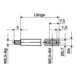 Verlängerungsstück L.100mm Messbolzen-D.4mm z.Messuhren KÄFER Verlängerungsstück L.100mm Messbolzen-D.4mm z.Messuhren KÄFER