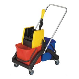 Vermop Reinigungswagenset 2 Eimer 17l rot/blau u.Ku.-Presse m.Stiel/Halter /5 Mopps Vermop Reinigungswagenset 2 Eimer 17l rot/blau u.Ku.-Presse m.Stiel/Halter /5 Mopps