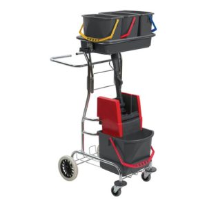 Vermop Reinigungswagenset Eimer 1x17l 3x6l u.Ku.-Presse m.Stiel/Halter /5 Mopps Vermop Reinigungswagenset Eimer 1x17l 3x6l u.Ku.-Presse m.Stiel/Halter /5 Mopps