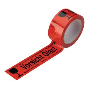 Verpackungsklebeband L. 66m B. 50mm Aufdruck: Vorsicht Glas PVC-Folie (orange) Verpackungsklebeband L. 66m B. 50mm Aufdruck: Vorsicht Glas PVC-Folie (orange)