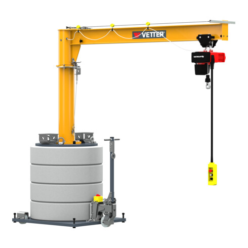 Vetter Mobiler Säulenschwenkkran MOBILUS MOB12-PR3,2-4,5 Elektrokettenzug 320kg, 4,5m