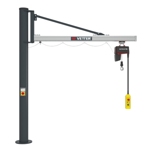 Vetter Säulenschwenkkran UNILIFT Verbundanker-System Elektrokettenzug 125kg, 5,9m