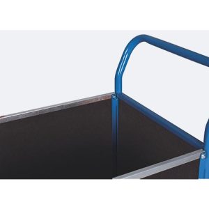 Vierwandwagen, Stahl/Siebdruckplatte, Enzianblau/Dunkelbraun, L 1195 x B 750 mm, herausnehmbare Längswände, Vollgummi-Rollen mit EasySTOP, 1000 kg Vierwandwagen, Stahl/Siebdruckplatte, Enzianblau/Dunkelbraun, L 1195 x B 750 mm, herausnehmbare Längswände, Vollgummi-Rollen mit EasySTOP, 1000 kg