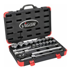 VIGOR Innenvierkant Antrieb 20 = 3/4 Zoll Steckschlüssel-Satz V2318N ∙ Vierkant hohl 20 mm (3/4 Zoll) ∙ Außen-Sechskant Profil ∙ – ∙ Anzahl Werkzeuge: 21 VIGOR Innenvierkant Antrieb 20 = 3/4 Zoll Steckschlüssel-Satz V2318N ∙ Vierkant hohl 20 mm (3/4 Zoll) ∙ Außen-Sechskant Profil ∙ – ∙ Anzahl Werkzeuge: 21