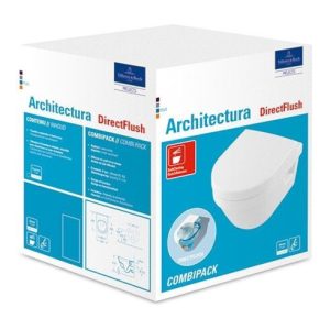 Villeroy & Boch Combi-Pack ARCHITECTURA inkl. Wand-WC tief DirectFlush, spülrandlos und WC-Sitz weiß