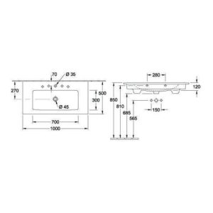 Villeroy & Boch Schrankwaschtisch VENTICELLO 1000 x 500 mm mit Überlauf weiß Villeroy & Boch Schrankwaschtisch VENTICELLO 1000 x 500 mm mit Überlauf weiß