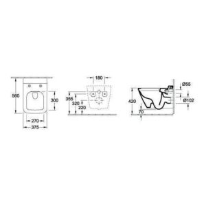 Villeroy & Boch Wand-WC FINION tief, 375 x 560 mm, spülrandlos, DirectFlush weiß
