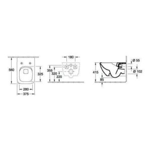 Villeroy & Boch Wand-WC VENTICELLO tief, 560 x 375 mm, spülrandlos, DirectFlush weiß
