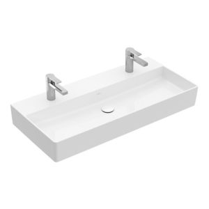 Villeroy & Boch Waschtisch 2.0 MEMENTO 1000 x 470 mm, mit Überlauf für 2x 1-Loch Armaturen weiß