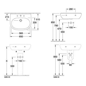 Villeroy & Boch Waschtisch O.NOVO 650 x 510 mm mit Überlauf weiß Villeroy & Boch Waschtisch O.NOVO 650 x 510 mm mit Überlauf weiß
